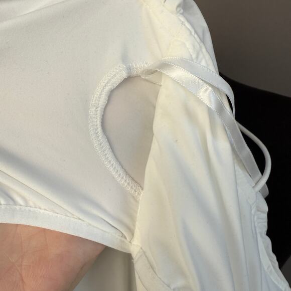 Bumpsuit white maternity maxi dress - spaghetti strap - nylon spandex - size L - Picture 10 of 14